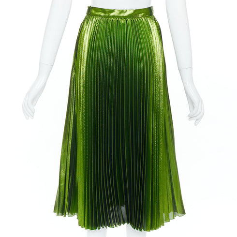 Women's Gucci 2016 Runway Green Metallic Pleated Skirt
