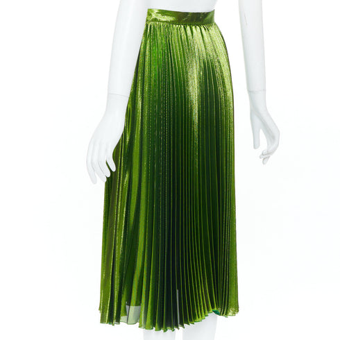 Women's Gucci 2016 Runway Green Metallic Pleated Skirt