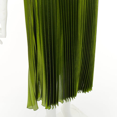 Women's Gucci 2016 Runway Green Metallic Pleated Skirt