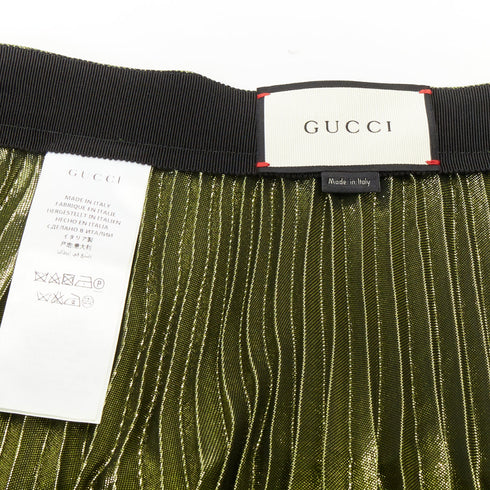 Women's Gucci 2016 Runway Green Metallic Pleated Skirt