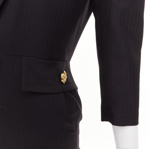 Women's Saint Laurent 2022 Black Padded Shoulder Blazer Jumpsuit