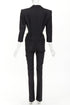 Women's Saint Laurent 2022 Black Padded Shoulder Blazer Jumpsuit