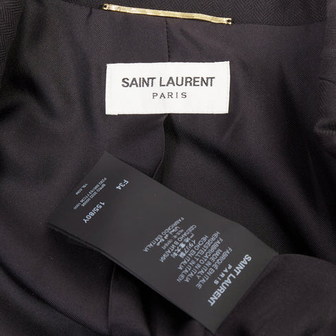 Women's Saint Laurent 2022 Black Padded Shoulder Blazer Jumpsuit