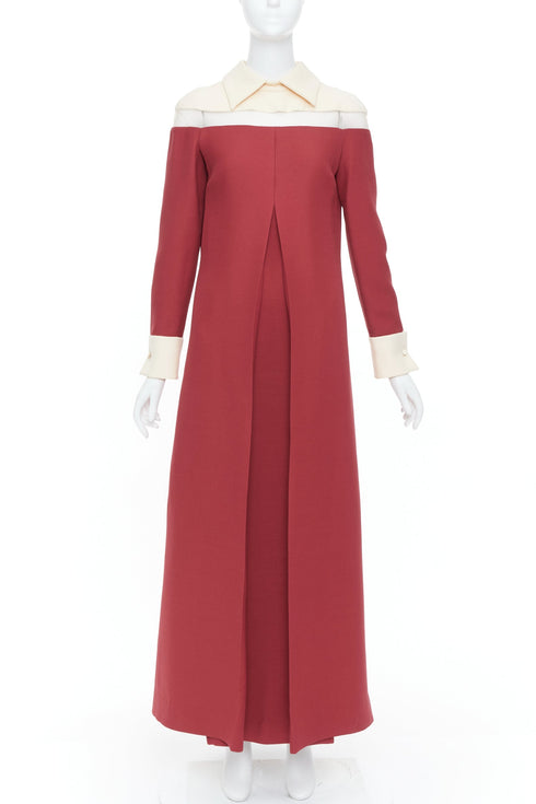Women's Valentino 2013 Runway Red Colorblock Maxi Dress