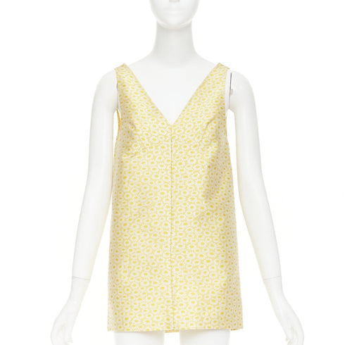 Women's Gucci 2025 Yellow Daisy Jacquard Silk Mini Dress