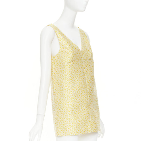 Women's Gucci 2025 Yellow Daisy Jacquard Silk Mini Dress