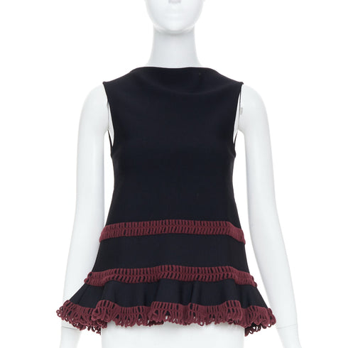 Women's Alaia Red Crochet Peplum Top