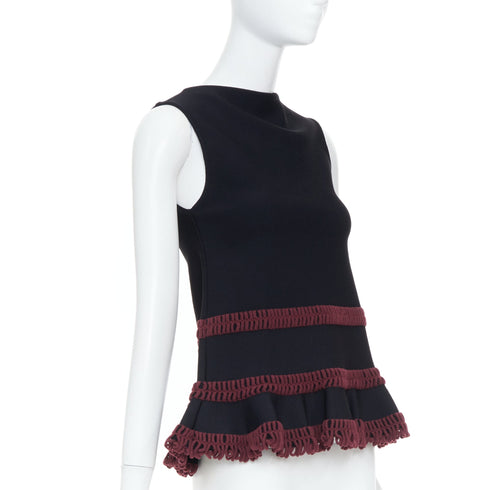 Women's Alaia Red Crochet Peplum Top
