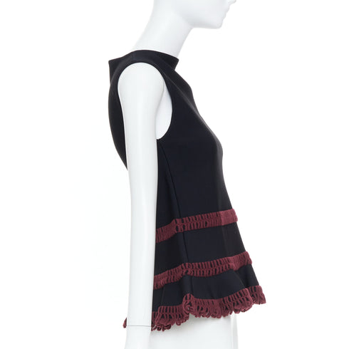 Women's Alaia Red Crochet Peplum Top
