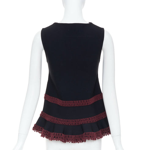 Women's Alaia Red Crochet Peplum Top