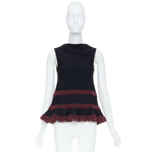 Women's Alaia Red Crochet Peplum Top