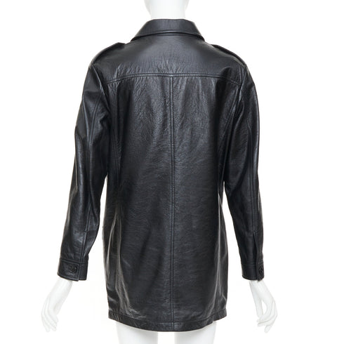 Women's Saint Laurent 2018 Black Leather Lace Up Safari Dress