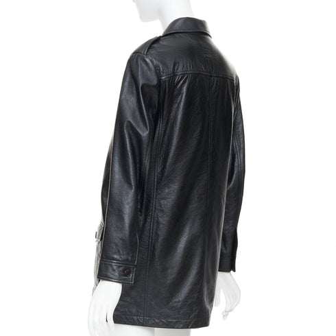 Women's Saint Laurent 2018 Black Leather Lace Up Safari Dress