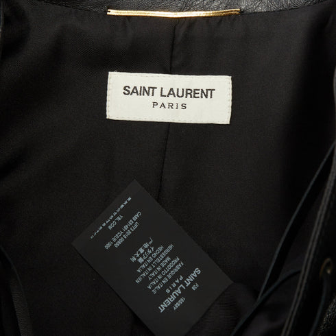 Women's Saint Laurent 2018 Black Leather Lace Up Safari Dress