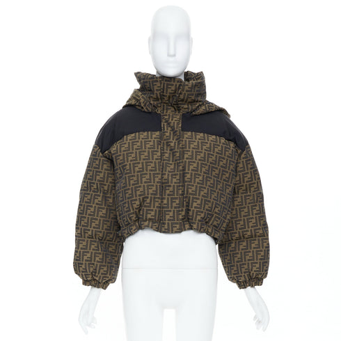 Women's Fendi 2021 Zucca Brown Black Monogram Puffer Jacket