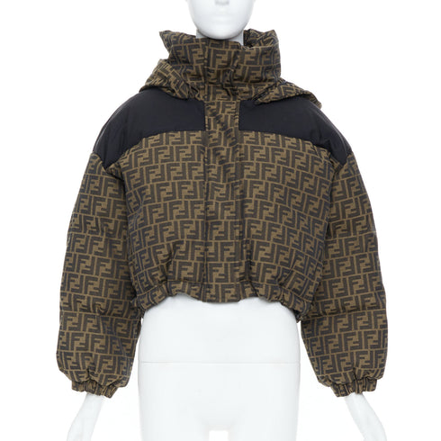Women's Fendi 2021 Zucca Brown Black Monogram Puffer Jacket