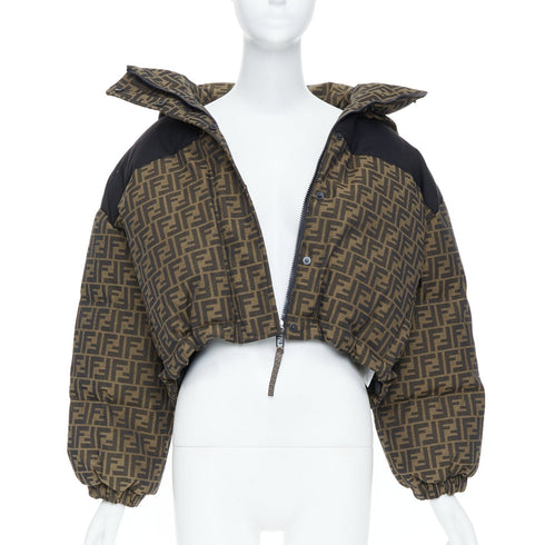 Women's Fendi 2021 Zucca Brown Black Monogram Puffer Jacket