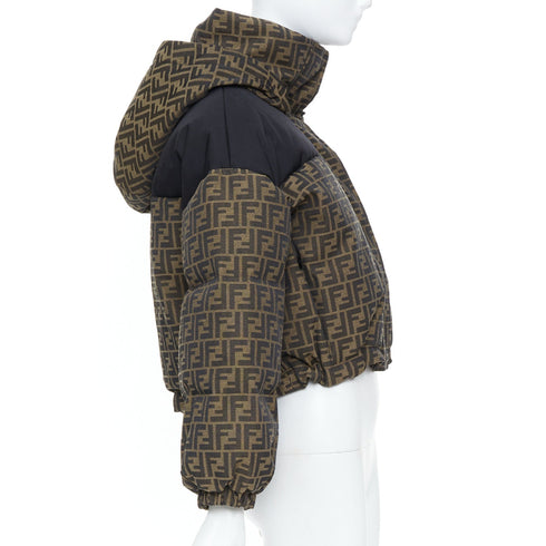 Women's Fendi 2021 Zucca Brown Black Monogram Puffer Jacket
