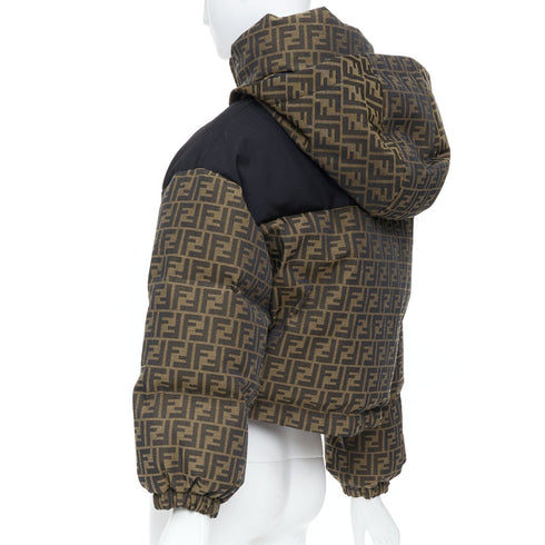 Women's Fendi 2021 Zucca Brown Black Monogram Puffer Jacket