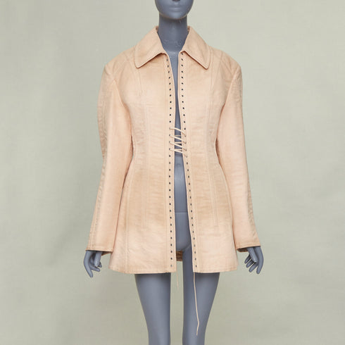 Women's Prada 2022 Runway Opal Slub Pink Corset Jacket
