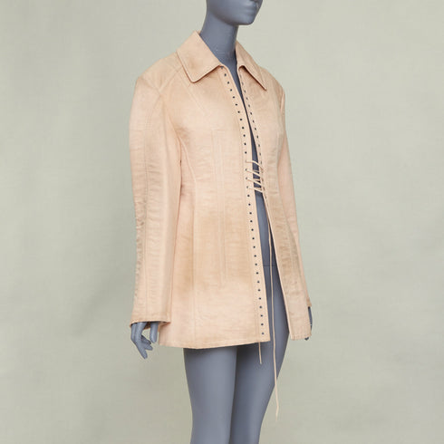 Women's Prada 2022 Runway Opal Slub Pink Corset Jacket