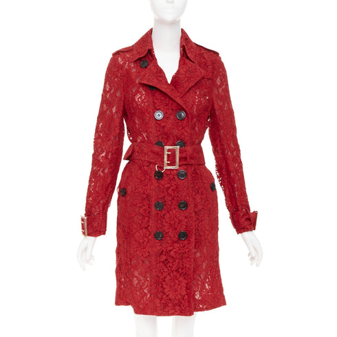 Women's Burberry Prorsum Kensington Red Lace Trench Coat
