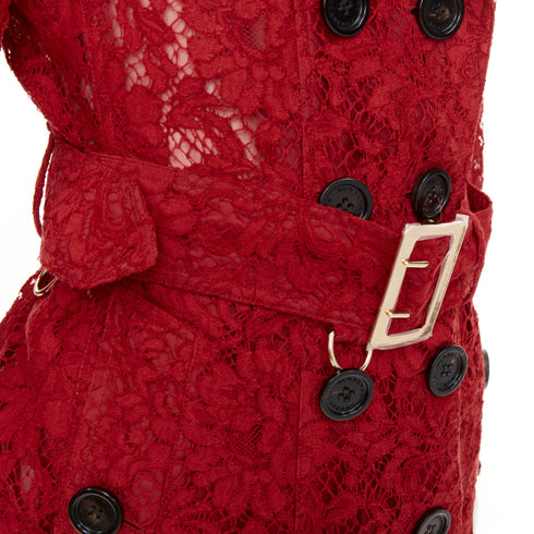 Women's Burberry Prorsum Kensington Red Lace Trench Coat