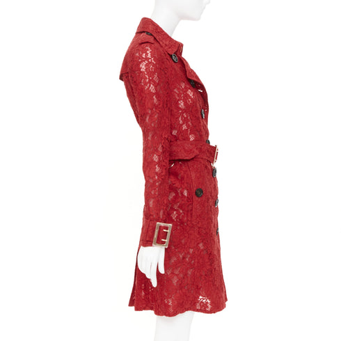 Women's Burberry Prorsum Kensington Red Lace Trench Coat