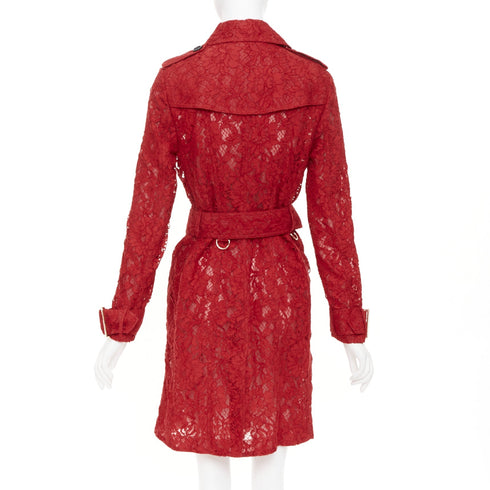 Women's Burberry Prorsum Kensington Red Lace Trench Coat
