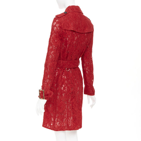 Women's Burberry Prorsum Kensington Red Lace Trench Coat