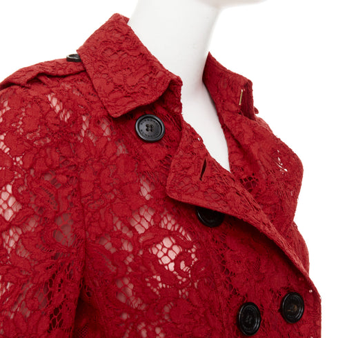 Women's Burberry Prorsum Kensington Red Lace Trench Coat