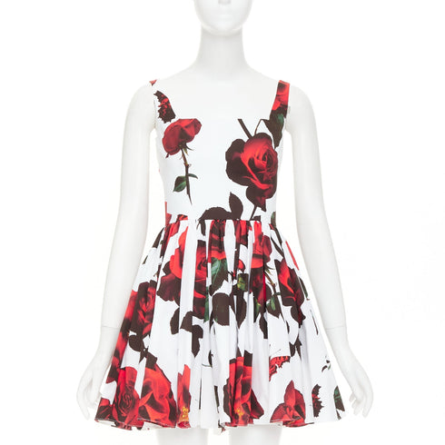 Women's Alexander McQueen 2024 Tudor Rose Skater Mini Dress