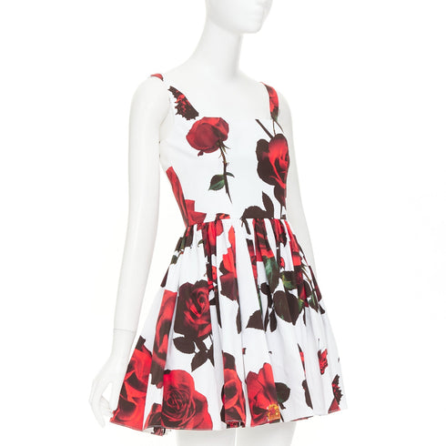 Women's Alexander McQueen 2024 Tudor Rose Skater Mini Dress