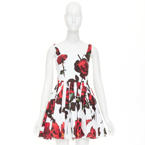 Women's Alexander McQueen 2024 Tudor Rose Skater Mini Dress
