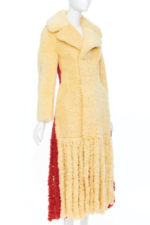 Women's Bottega Veneta 2020 Runway Yellow Red Fur Fringe Coat