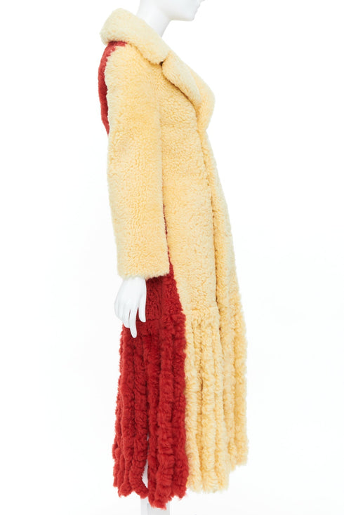 Women's Bottega Veneta 2020 Runway Yellow Red Fur Fringe Coat