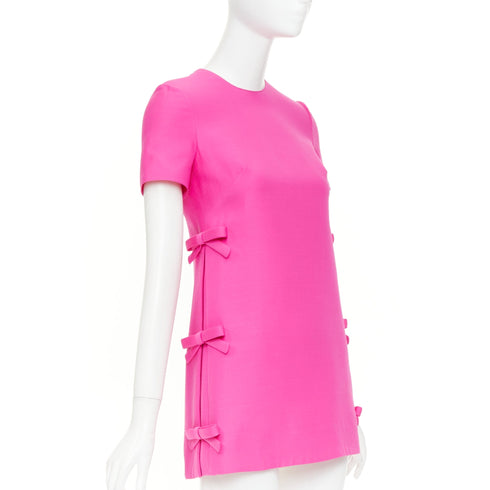 Women's Valentino 2022 Runway PP Pink Silk Bow Mini Dress