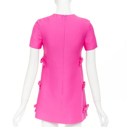Women's Valentino 2022 Runway PP Pink Silk Bow Mini Dress
