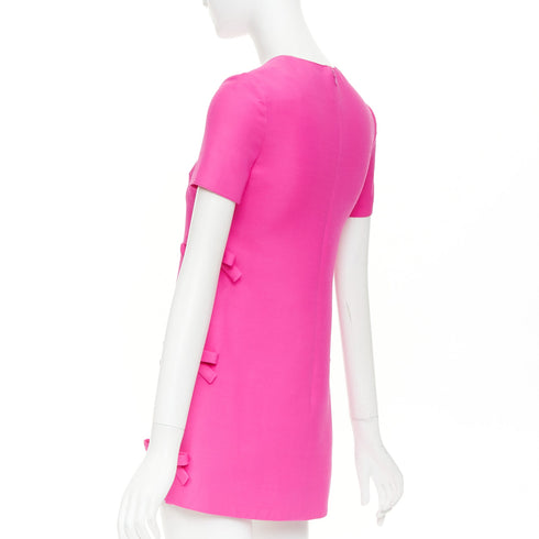 Women's Valentino 2022 Runway PP Pink Silk Bow Mini Dress