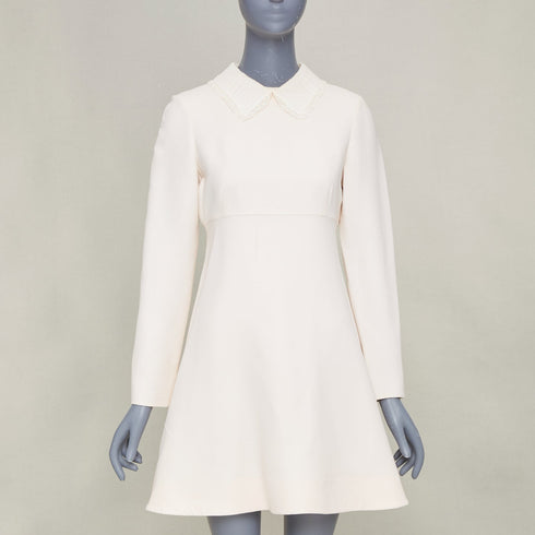 Women's Valentino Ivory Silk Lace Collar Dress