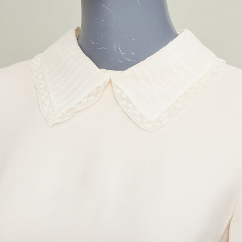 Women's Valentino Ivory Silk Lace Collar Dress