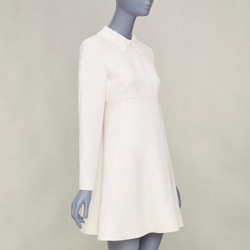 Women's Valentino Ivory Silk Lace Collar Dress