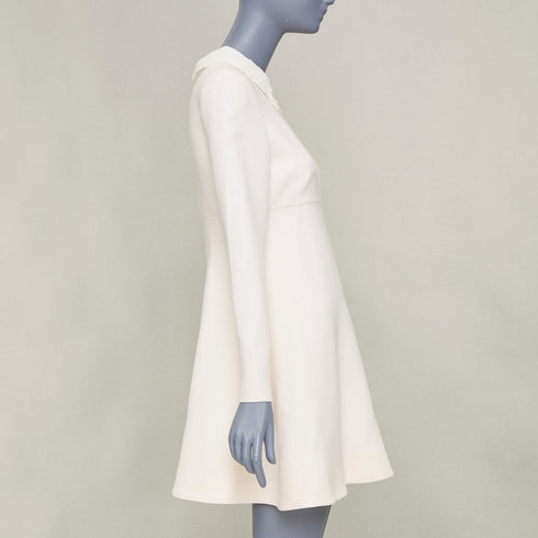 Women's Valentino Ivory Silk Lace Collar Dress