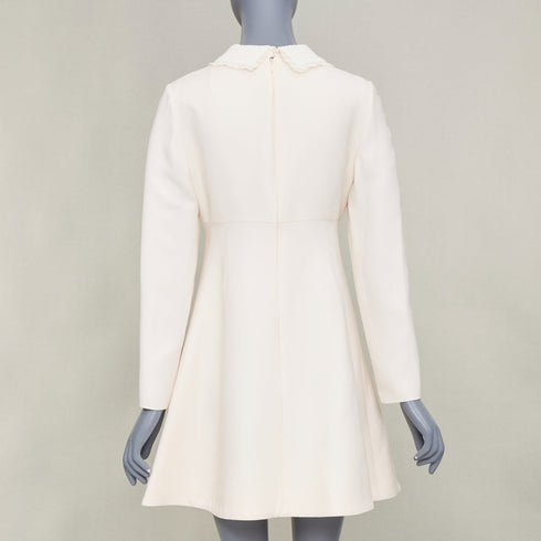 Women's Valentino Ivory Silk Lace Collar Dress
