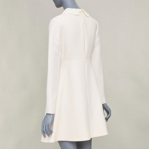 Women's Valentino Ivory Silk Lace Collar Dress
