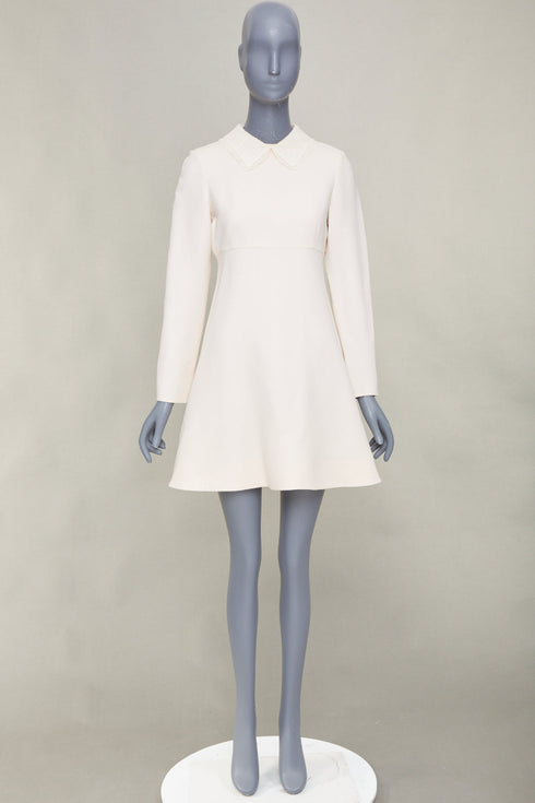 Women's Valentino Ivory Silk Lace Collar Dress