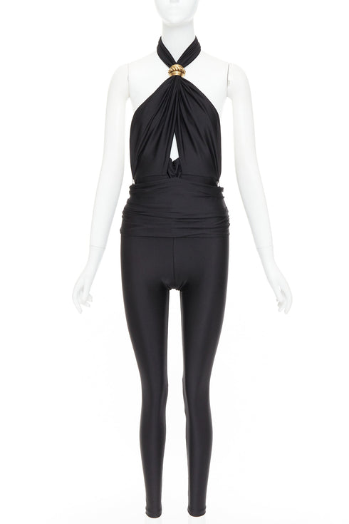 Women's Saint Laurent 2022 Runway Black Halter Jumpsuit