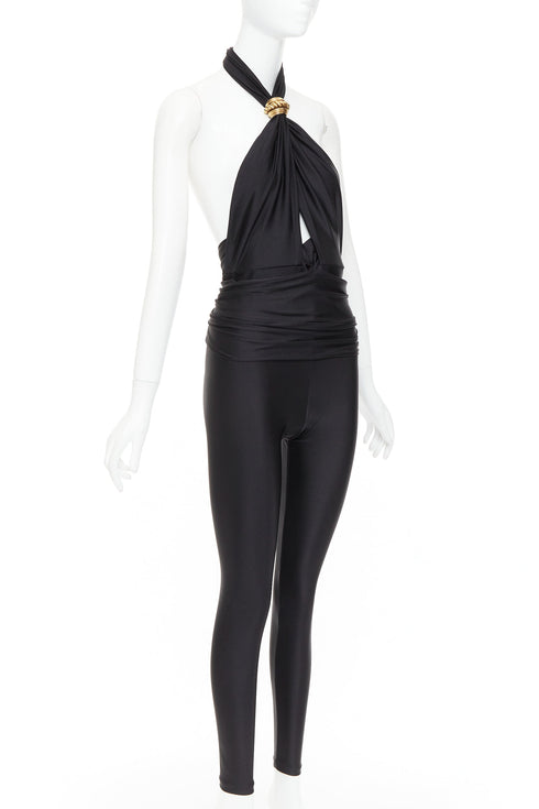 Women's Saint Laurent 2022 Runway Black Halter Jumpsuit
