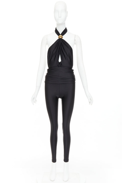 Women's Saint Laurent 2022 Runway Black Halter Jumpsuit