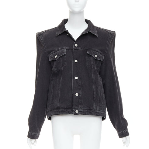 Women's Balenciaga Grey Denim Power Shoulder Jacket